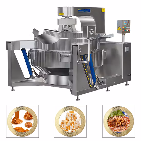 Ristorante Commerciale Automatico Multifunzione Planetario Inclinabile Curry Peperoncino Pasta Di Fagioli Miscelazione Produzione Di Gas Elettrico Vapore Salsa Di Manzo Cottura Wok