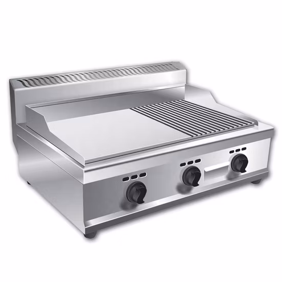Piastra Teppanyaki elettrica piatta da appoggio con doppi controlli per bistecca