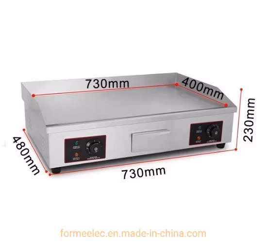 Attrezzatura da cucina Griglia elettrica 4.4kw 2/3 Piastra elettrica scanalata piatta 1/3